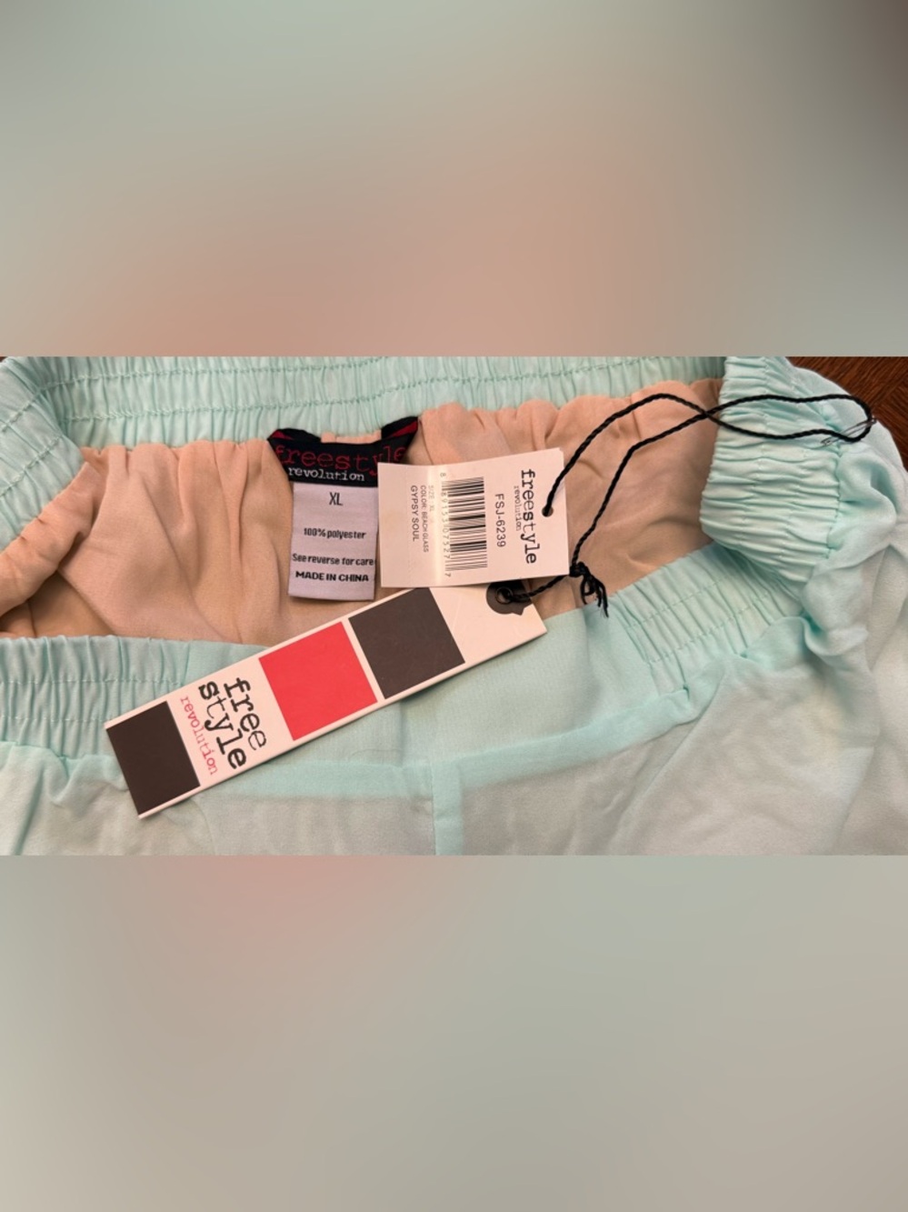 Freestyle Revolution Light Aqua Eyelet Scallop-Hem Women's Shorts - Picture 7 of 7